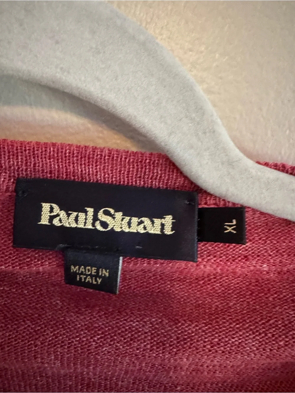 Paul Stuart Men’s XL Red Crew Neck Sweater Made in Italy Lightweight Knit